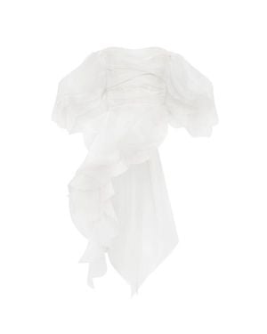 Millà Ruffled Off-Shoulder Organza Blouse in Pink | Lyst