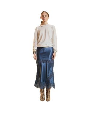 Cynthia Rowley Satin Lace Skirt - Blue