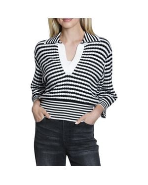 Apny Stripe Three-Quarter Sleeve Sweater - Black