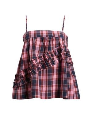Damson Madder Nyra Ruffle Plaid Organic Cotton Cami - Red