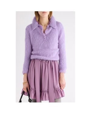 Chloé Brushed Alpaca Blend Polo Sweater - Purple