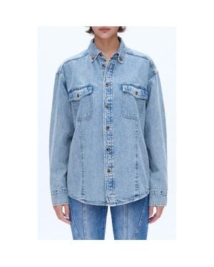 Bayeas Oversize Denim Button-Up Shirt - Blue