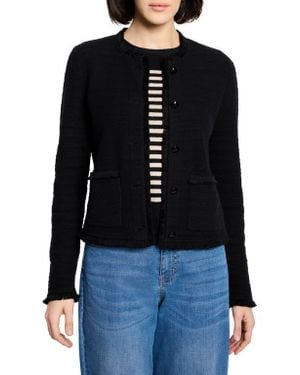 NIC+ZOE Fringe Mix Knit Jacket - Black