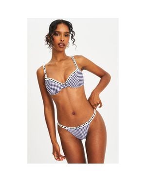 Miss Circle Geneva Gingham Lace Decoration Bikini Top - Orange