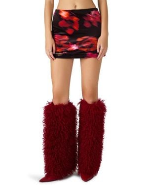 Steve Madden Cindi Printed Velvet Mini Skirt - Red