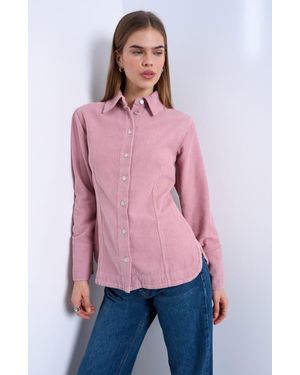 TOPSHOP '70S Collar Corduroy Button-Up Shirt - Red