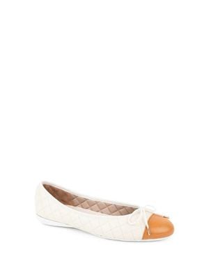 Paul Mayer Best Cap Toe Quilted Ballet Flat - White