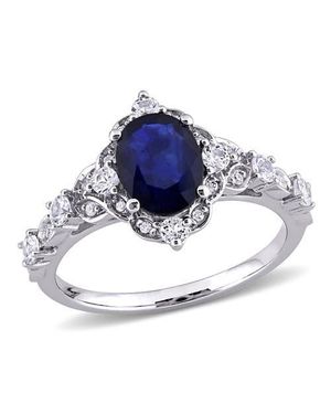 Julianna B Gemstone & Diamond Oval Vintage Ring 10K - Blue