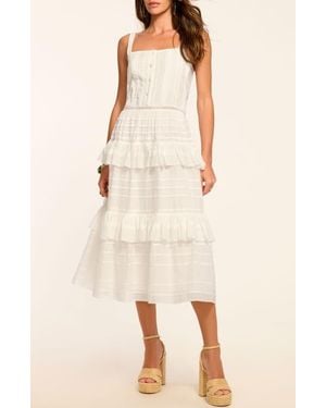 Ramy Brook Daria Lace & Ruffle Sleeveless Midi Dress - Natural
