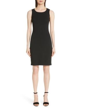 St. John Sleeveless Milano Knit Wool Blend Sheath Dress - Black