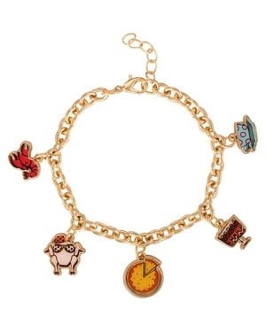 Friends Fashion Charm Bracelet, 5 Charms, 7 + 1 Extender - Metallic