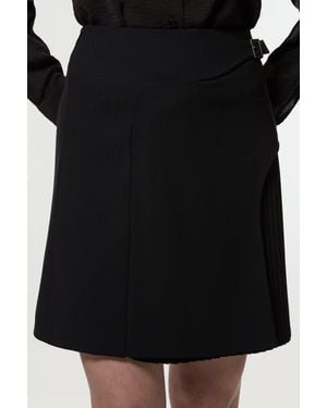 Karen Millen Buckle Detail Pleated Mini Skirt - Black
