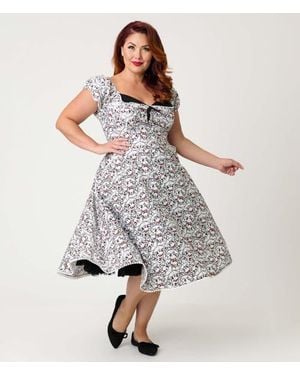 Unique Vintage Plus Size 1950S Sweetheart Swing Dress - Gray