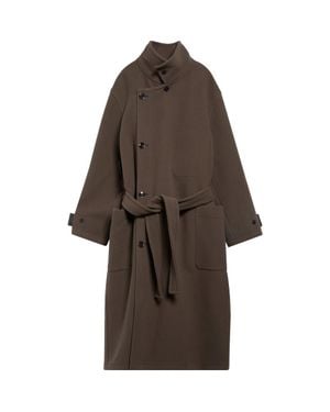 Lemaire Double Face Wool Wrap Coat - Brown
