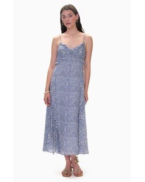Rebecca Taylor Olivia Print Mix Slip Dress - Blue