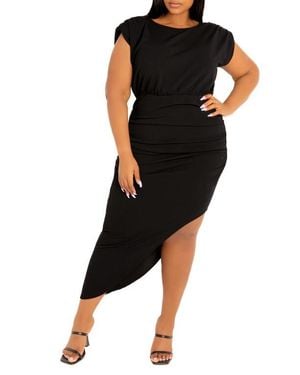 Buxom Couture Sleeveless Asymmetric Hem Dress - Black