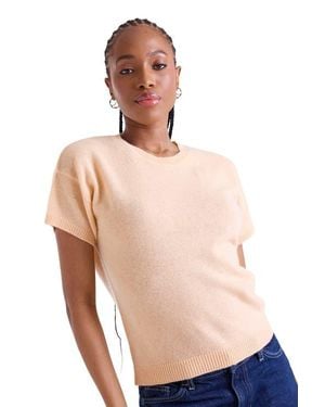 1982 Esme Short Sleeve 100% Cashmere Top - Natural