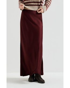 Brunello Cucinelli Satin Cady Fluid Bias-Cut Skirt - Purple