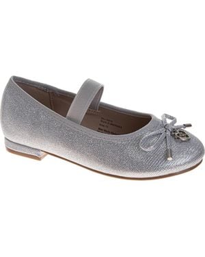 Badgley Mischka Dress Shoes For Girls Elegant Glitter Finish Classic Formal - Gray
