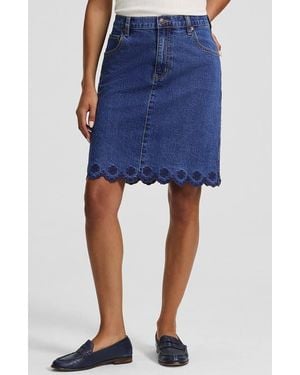 Lands' End Soft Denim Classic 5 Pocket Above The Knee Skirt - Blue