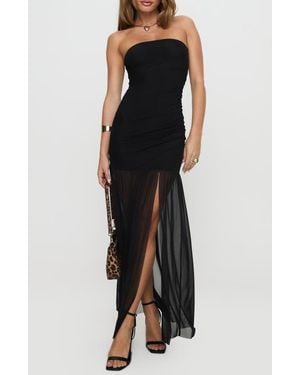 Princess Polly Decadent Strapless Mesh Maxi Dress - Black