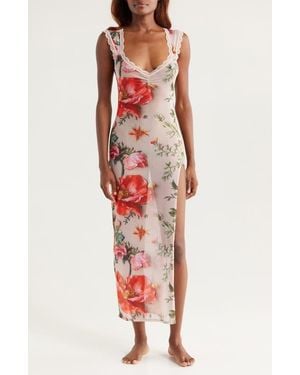 Kilo Brava Floral Mesh Maxi Slip - Red