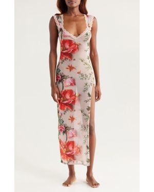 Kilo Brava Floral Mesh Maxi Slip - Red