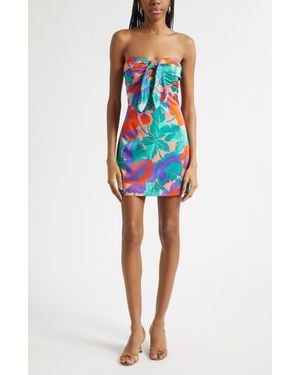 Ramy Brook Orion Dahlia Strapless Cocktail Minidress - Red