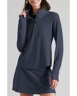 Rhone Course To Court Long Sleeve Quarter Zip Top - Blue