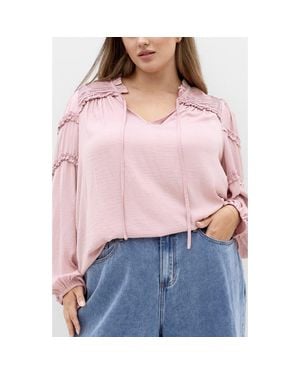 City Chic Drama Queen Ruffle Top - Pink