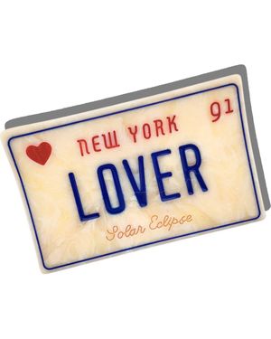 Solar Eclipse Hand Painted New York License Plate Claw Clip - Blue