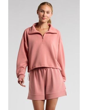 Zella Ultra Soft Knit Half Zip Pullover - Red