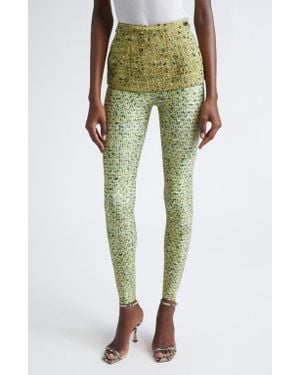 DIESEL P-Hour Bouclé Skirt With Trompe L'Oeil Leggings - Green