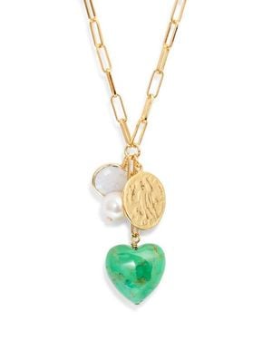 Nest Heart Charm Necklace - Green