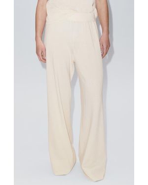 Mango Elastic Waist Straight Leg Pants - Natural