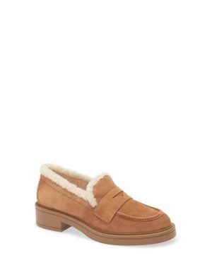 Stuart Weitzman Celia Lite Genuine Shearling Loafer - Brown