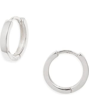 Nashelle Square Edge Huggie Hoop Earrings - White