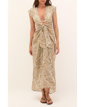 ViX Sasha Tie Front Cotton Cover-Up Dress - Natural