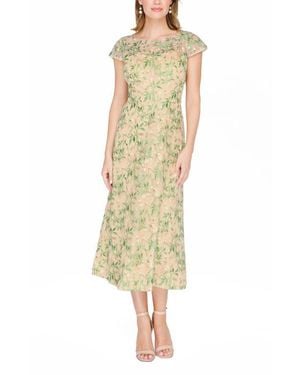 JS Collections Sulllivan Floral Embroidery Cocktail A-Line Dress - Multicolor