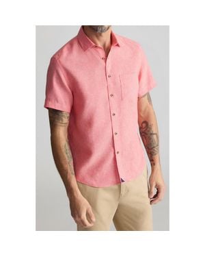 UNTUCKit Cameron Solid Wrinkle Resistant Linen Button-Up Shirt - Pink