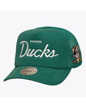 Mitchell & Ness Anaheim Ducks Head Coach Trucker Adjustable Hat - Green