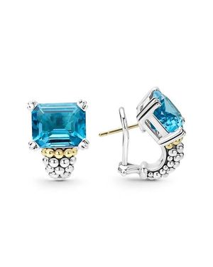 Lagos Large Glacier Topaz Half Hoop Earrings - Blue