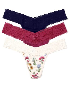 Hanky Panky Dreamease Assorted 3-Pack Low Rise Thongs - Purple