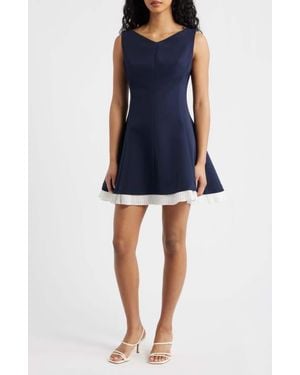 FREEMARKET Contrast Hem Detail Fit & Flare Minidress - Blue