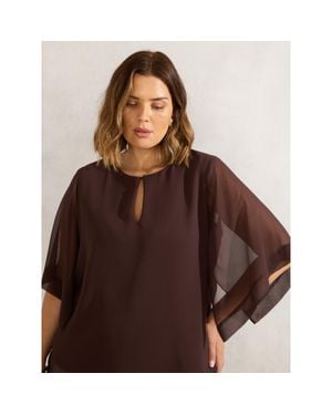 Live Unlimited Keyhole Overlay Blouse - Brown