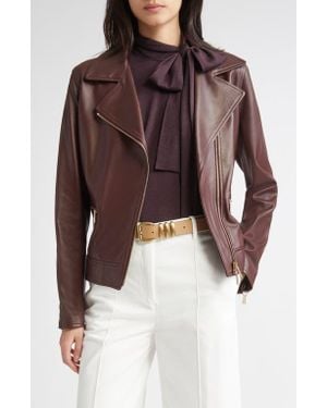Eleventy Leather Moto Jacket - Brown