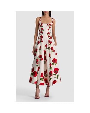 Alice + Olivia Adley Poppy Print Sleeveless Drop Waist Maxi Dress - Red