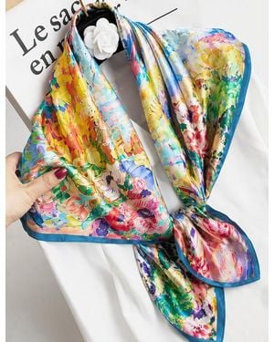 SILKSILKY Pure Silk Colored Square Scarf - Multicolor