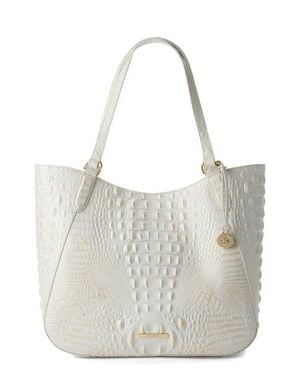 Brahmin Aliza Croc Embossed Leather Tote - White