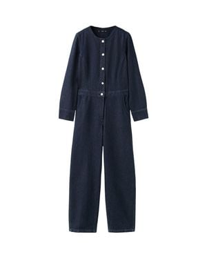 Mango Long Sleeve Denim Jumpsuit - Blue